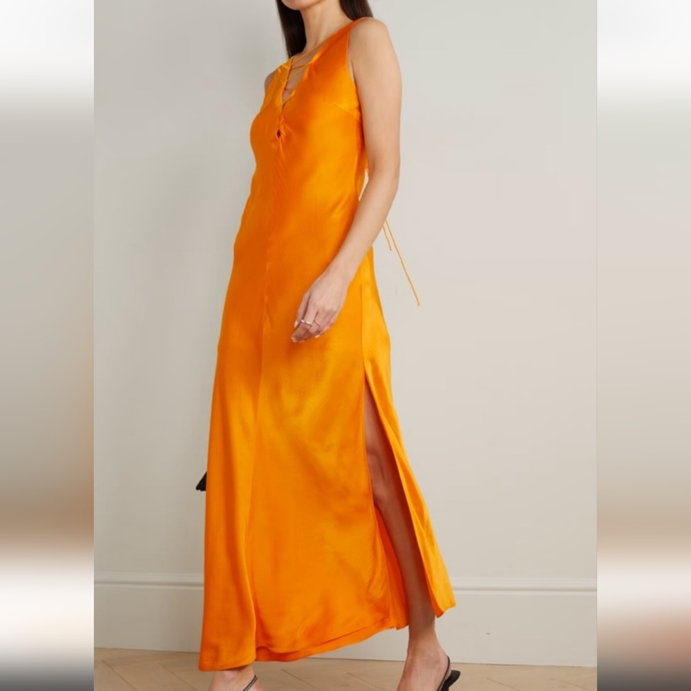 Frame Denim Vibrant Orange Maxi Dress